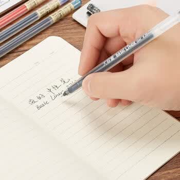 爱好(AIHAO)签字笔大容量中性笔0.5MM全针管黑色中性笔办公用品高颜值一体式黑笔12支/盒 8761