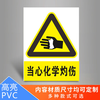 當心中毒化學實驗室標識牌當心灼傷玻璃碎渣安全警示牌標誌貼提示牌