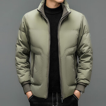 维克多男装商场同款冬季保暖羽绒服无帽厚款立领白鸭绒填充羽绒服