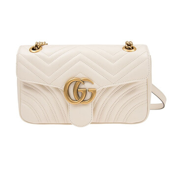 gucci古驰女包gg marmont迷你号链条包476433 443497【现货】中号白色