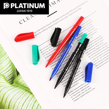 白金（PLATINUM）钢笔CPM-29小双头光盘CD笔两头油性记号笔勾线笔 10支盒装 黑色