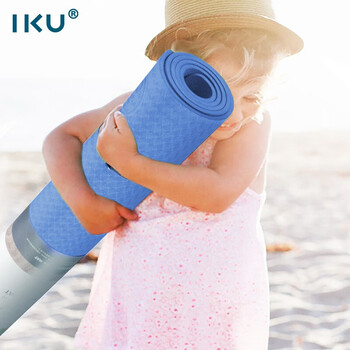 IKU双人瑜伽垫加厚10mm舞蹈训练儿童爬行多功能家庭运动健身垫子蓝