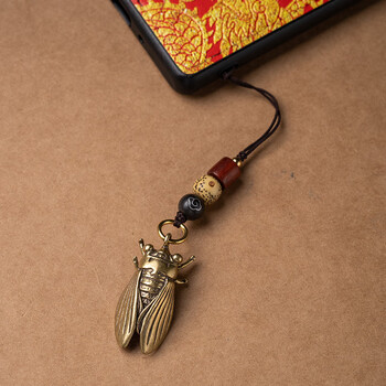 瑞狼一鸣惊人文创汽车钥匙扣挂件手工纯黄铜知了蝉吊坠小铜器挂件一鸣