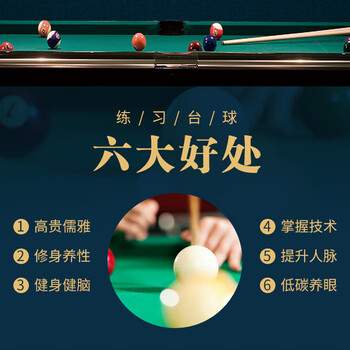 康扬台球桌标准型家用橡木大板美式黑8标准桌球案9尺台 黑白方腿 豪配
