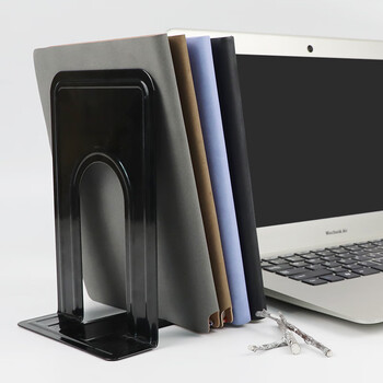 得印7.5英寸(高19cm)金属铁书立架3563学生书立夹 课桌书架夹挡书板办公用品黑色2片/付