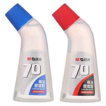晨光(M&G) 文具70ml高粘度弯头液体胶 学习办公通用胶水 手工黏胶 学生/办公用品 12个装 颜色随机AWG97034