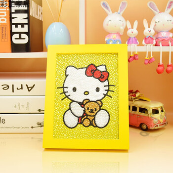钻石画钻石画钻石画儿童带框大小钻凯蒂猫圆钻十字绣5d卡kt41