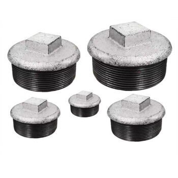 镀锌堵头4分6分1寸外螺纹玛钢管堵水管丝扣连接丝堵闷堵带边闷头 6分