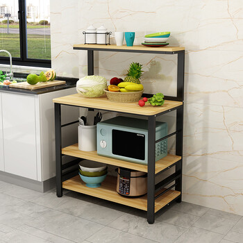 厨房切菜桌厨房置物架落地多层微波炉烤箱储物架台面收纳架锅架切菜桌