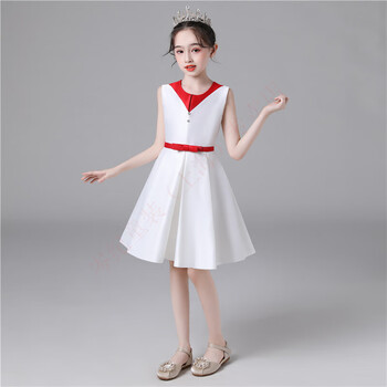 儿童演出服中小学生合唱服主持人礼服女童公主裙诗歌朗诵表演服装