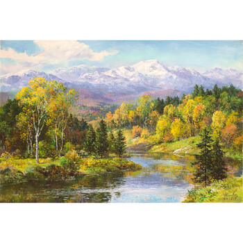 徐延春《雪山远景尽秋色》 布面油画 中国美协会员