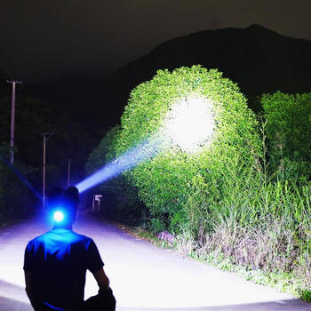 戴式手电筒钓鱼夜钓感应矿灯灯户外照明带头上氙气感应矿灯冲电野鸡灯