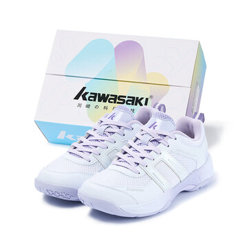 川崎（KAWASAKI）羽毛球鞋男女款减震耐磨透气运动鞋泡芙K-073d Plus浅紫色 44
