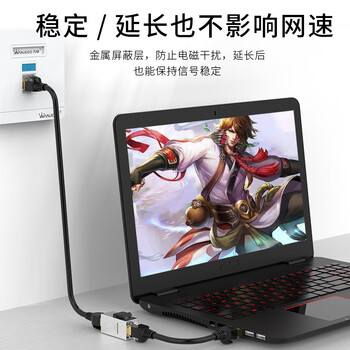 万级（WANJEED）网络延长器 六类模块连接器RJ45双通头屏蔽Cat6类千兆网线直通对接延长器 10个装1-11841