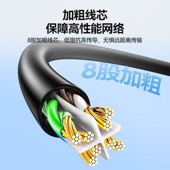 山泽 六类网线 1米千兆高速网络宽带线 6类家用电脑路由器2.5g监控线 CAT6八芯成品跳线黑色 WD6010