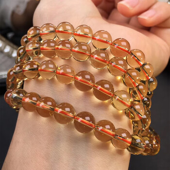 收藏级 7a级巴西黄水晶手链108颗佛珠手串男女款 8mm佛珠