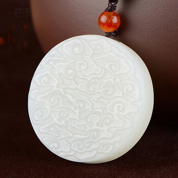 charm knife和田玉平安无事牌玉佩 玉石平步青云圆牌子吊坠男女项链
