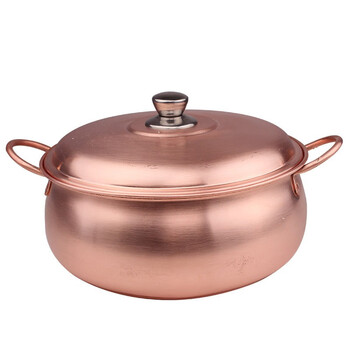 紫铜火锅电磁炉铜锅平底家用纯铜汤锅商用韩式铜焖锅铜汤锅30cm清汤68