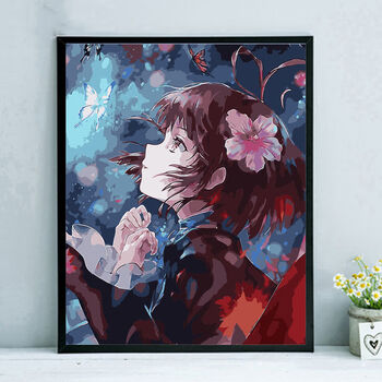 diy数字油画手绘填色二次元卡通动漫人物唯美少女客厅装饰油彩画 x173