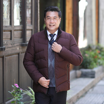 京东好选】 秋季2018新款爸爸秋装外套中年男棉衣中老年休闲厚款男装