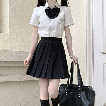 米蔓樱jk制服jk中长裙灰色jk百褶裙女黑色半身裙纯色jk裙子秋冬季