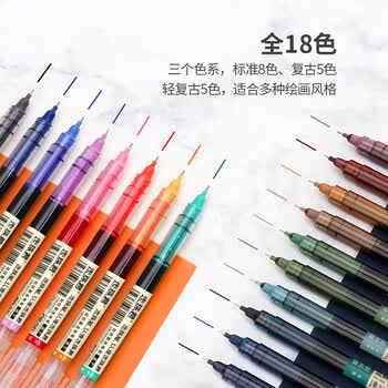 点石彩色直液式中性笔0.5mm全针管学生签字笔水笔走珠笔904走珠君复古色多色速干5支盒文具礼盒