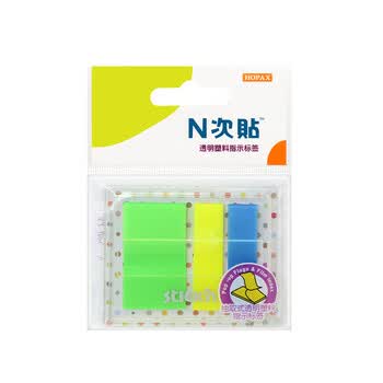 N次贴(STICKN) 60张3色组合荧光膜指示标签贴45*12+45*25mm抽取式便利贴便签条记事贴34053