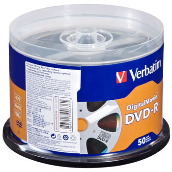 威宝（Verbatim）DVD-R 光盘/刻录盘 16速4.7GB 数码老电影  桶装50片 空白光盘 62244