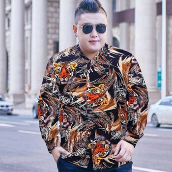 索牧梵夏威夷衬衫加肥加大肥佬衬衣男装新款休闲宽松衬衫大胖子特大号