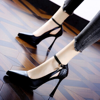 大东品牌女鞋韩版防水台细跟单鞋女22春夏新款宴会礼服尖头一字搭扣带