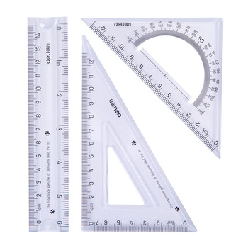 得力(deli)15cm直尺三角尺量角器考研高考中考可弯曲软尺套装 尺子 透明色生日礼物 得力(deli)15cm直尺三角尺量角器考研高考中考可弯曲软尺套装 尺子 透明色生日礼物