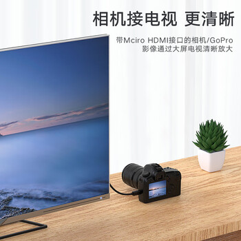 毕亚兹 Micro HDMI转HDMI连接线 4K30Hz 微型HDMI转接头转换线 平板相机连接显示器电视投影仪 5米 黑
