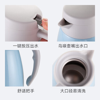 SIMELO施美乐保温壶大容量家用办公304不锈钢暖壶热水壶 2.0L平安蓝色
