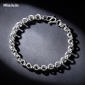 miss juju 铂金手链男款pt950白金经典o字链十字链 重5.