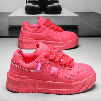 李寜板鞋男鞋秋冬季新款旅游鞋子男士休闲鞋运动鞋男士跑步鞋单鞋粉色