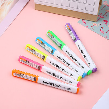 【开学必备】旗牌（Shachihata）BLOX系列可拼接糖果记号考试标记重点水性笔软芯笔荧光笔 0.4-4.0mm 荧光橙 KTX-FF