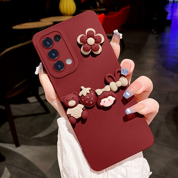 科沃奇kewoqiopporeno5手机壳reno5k卡通玩偶女款reno543pr酒红色小熊