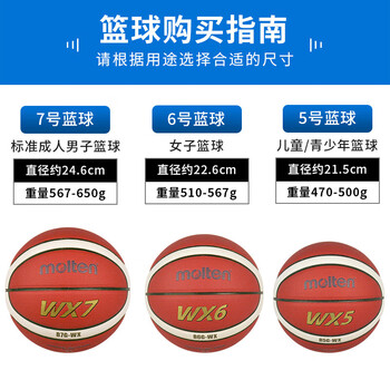 摩腾（molten）篮球 5号WX5少年儿童室内外通用橡胶内胆B5G-WX比赛训练PU篮球