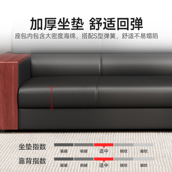 中伟（ZHONGWEI）办公沙发茶几组合简约会客接待沙发商务皮沙发 3+1+1+大茶几