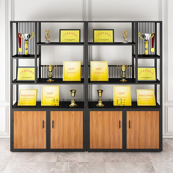 公司荣誉证书展示柜办公室奖牌奖杯授权书执照商用陈列置物架私人定制