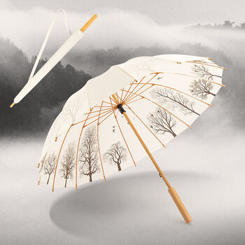 喜圣多新品文艺古风雨伞中国风文艺长柄雨伞汉服古风森系复古简约晴雨