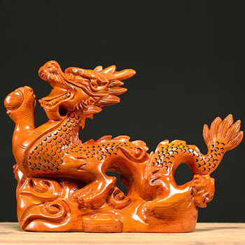 仙莱阁花梨木雕龙摆件红木仿古寓意生肖青龙客厅办公室装饰木质龙工艺
