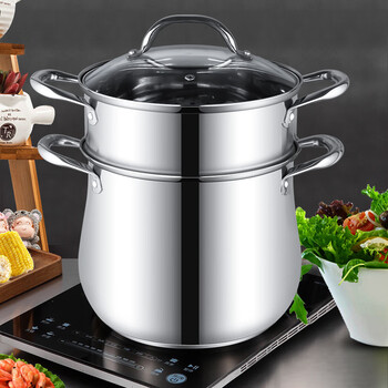 304锅不锈钢汤锅家用燃气加厚电磁炉双耳煮汤煮锅小烧水锅熬粥炖 注意