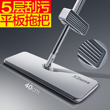 大卫 家用懒人一拖净加长免手洗拖地拖布两用1杆2头 P12-2平板拖把