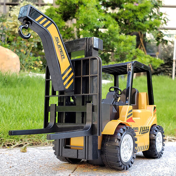 一畅机器鹅叉车玩具 儿童电动玩具车叉车模型 旋转万向工程车 灯光音