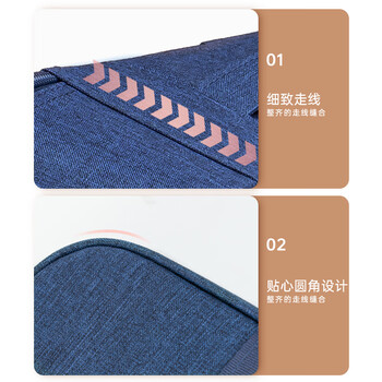 得力(deli)防水防尘证件收纳包 家用大容量多功能包文件包事务包公文包内置PP隔板 三层 深蓝色  