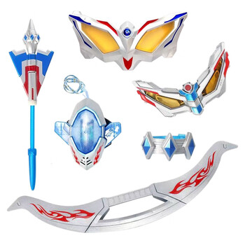 溥畔赛罗头镖头标奥特变身器眼镜披风曼能量石软胶声光套装儿童玩具