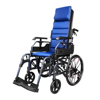 凯莱宝(kalibu)高靠背轮椅老人铝合金轻便折叠全躺手推车带坐便器瘫痪