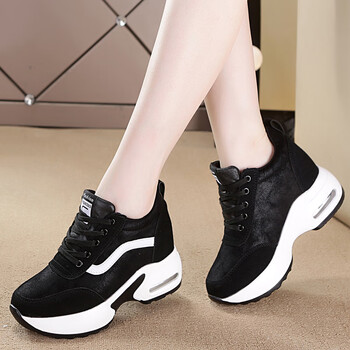 回力真皮内增高小白鞋女2023年秋季新款网面透气休闲鞋厚底百搭运动鞋