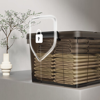 SPACEXPERT衣物收纳箱特大号塑料整理箱车载储物箱35L透茶色 1个装 带提手 SPACEXPERT衣物收纳箱特大号塑料整理箱车载储物箱35L透茶色 1个装 带提手